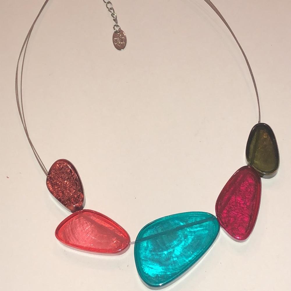 Multicolor Boho Wire Statement Necklace - image 1